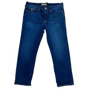 Guess men Lincoln blue jeans slim straight stretch flattering denim size 34